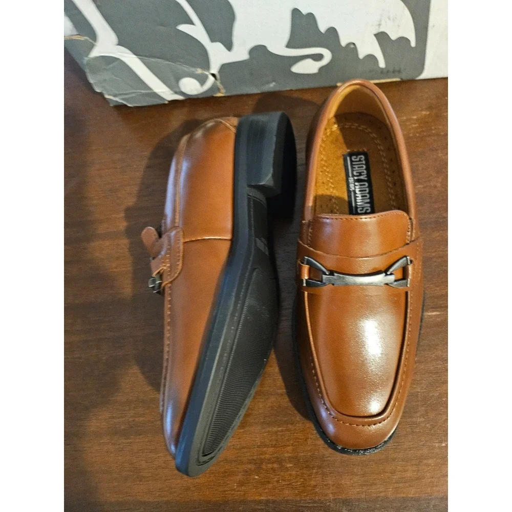 Stacy Adams Boy's Kaylor Slip-On Loafer Dress Shoe Size 12M Cognac‎